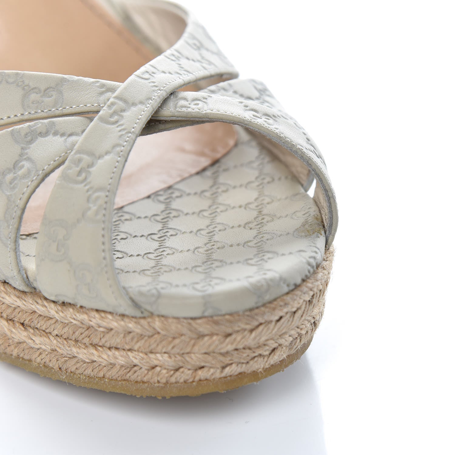 Gucci Microguccissima Penelope Espadrille Wedge 41.5 Off White 10 of 11