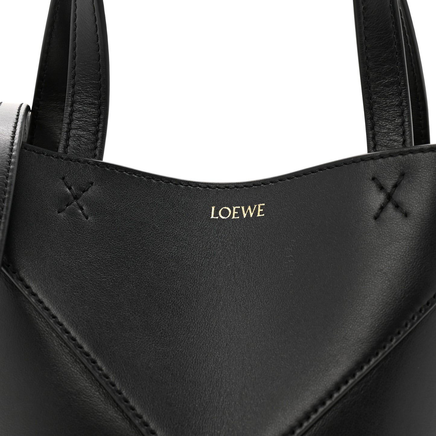 Shiny Calfskin Mini Puzzle Fold Tote Black