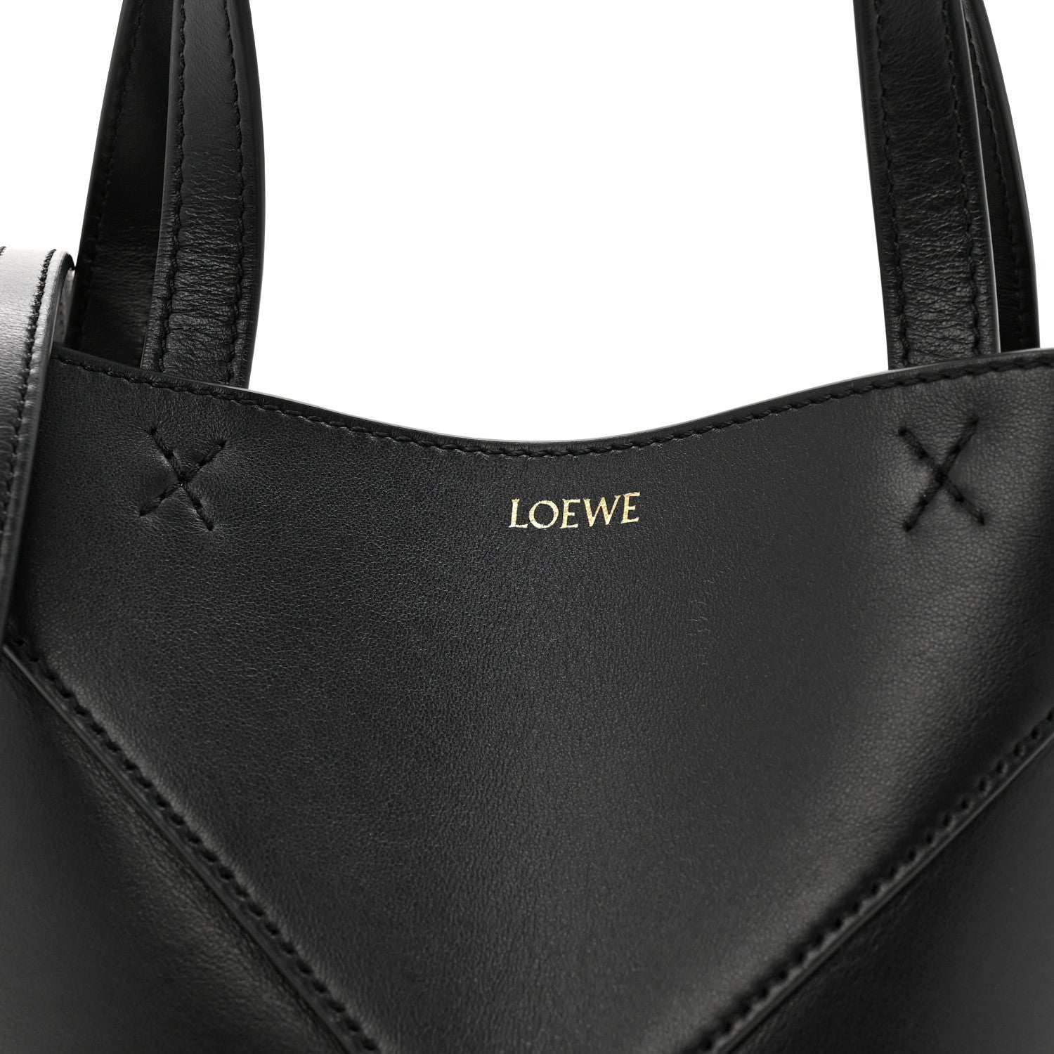 Loewe Shiny Calfskin Mini Puzzle Fold Tote Black 8 of 10