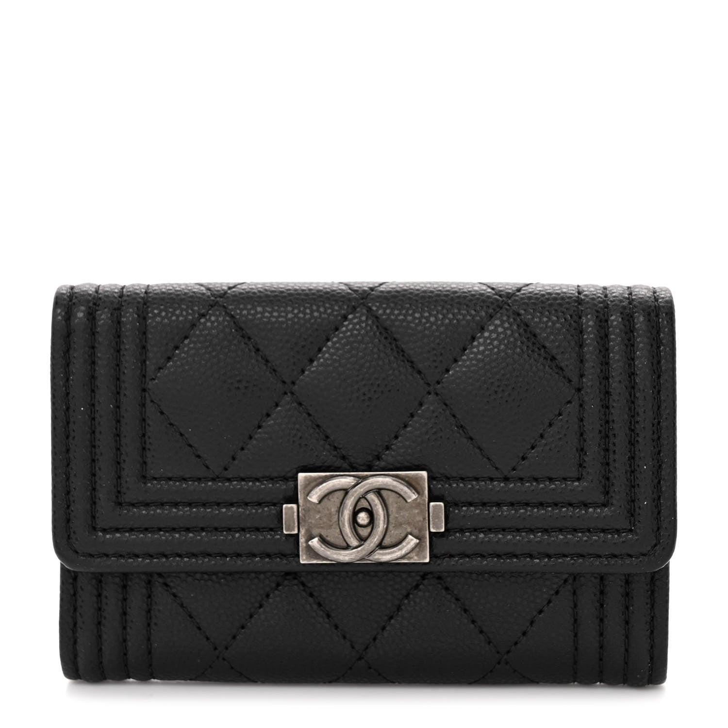 Chanel Caviar Quilted Boy Flap Card Holder Black 1 of 10