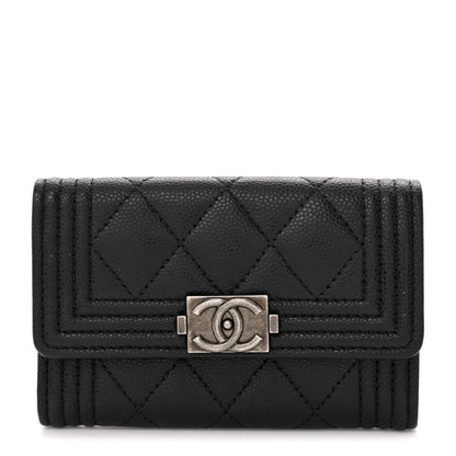Chanel Caviar Quilted Boy Flap Card Holder Black 1 of 10