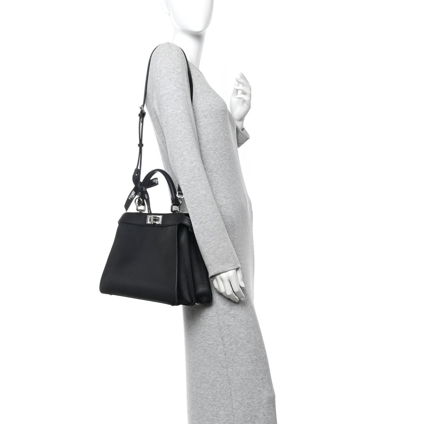 X MARC JACOBS Vitello Seta Shiny Nappa Medium Peekaboo I SEE U Satchel Black