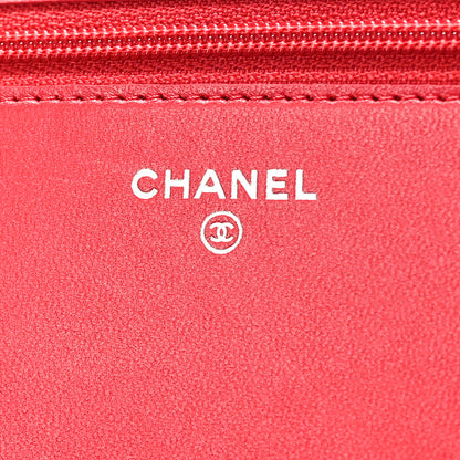 Chanel Lambskin Quilted Boy Wallet On Chain WOC Red 6 of 11