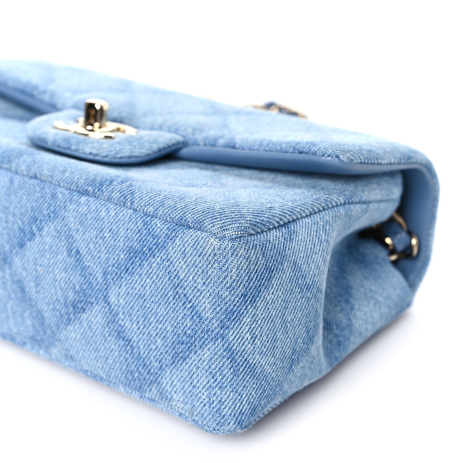 Chanel Printed Denim Quilted Mini Rectangular Flap Light Blue 9 of 9