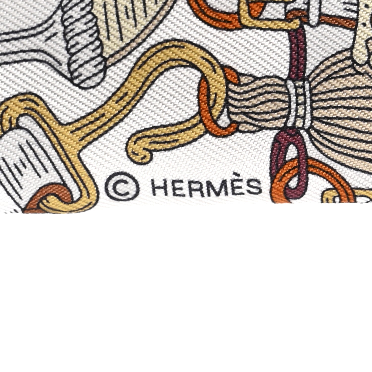 Hermes Silk Bouquets Selliers Twilly White Black Caramel 4 of 5