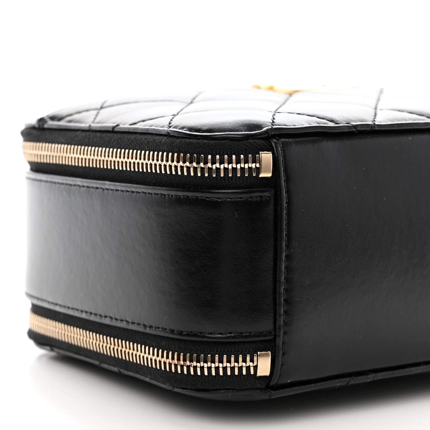 Chanel Shiny Calfskin Quilted Top Handle Vanity Black 10 of 13