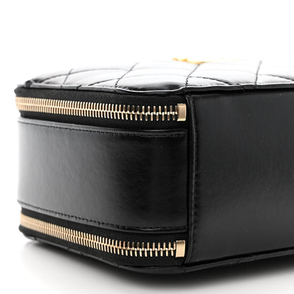 Chanel Shiny Calfskin Quilted Top Handle Vanity Black 10 of 13