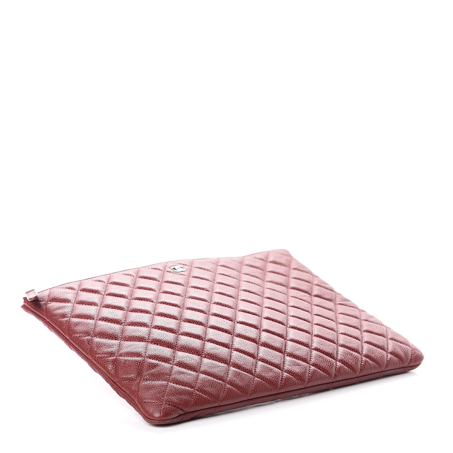Caviar Quilted Large Cosmetic Case Dark Red