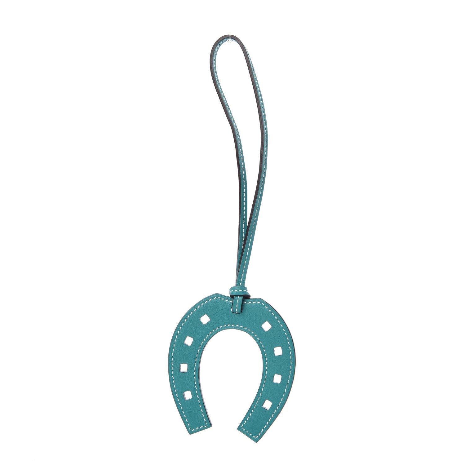 Hermes Swift Paddock Horseshoe Bag Charm Bleu Paon 1 of 4
