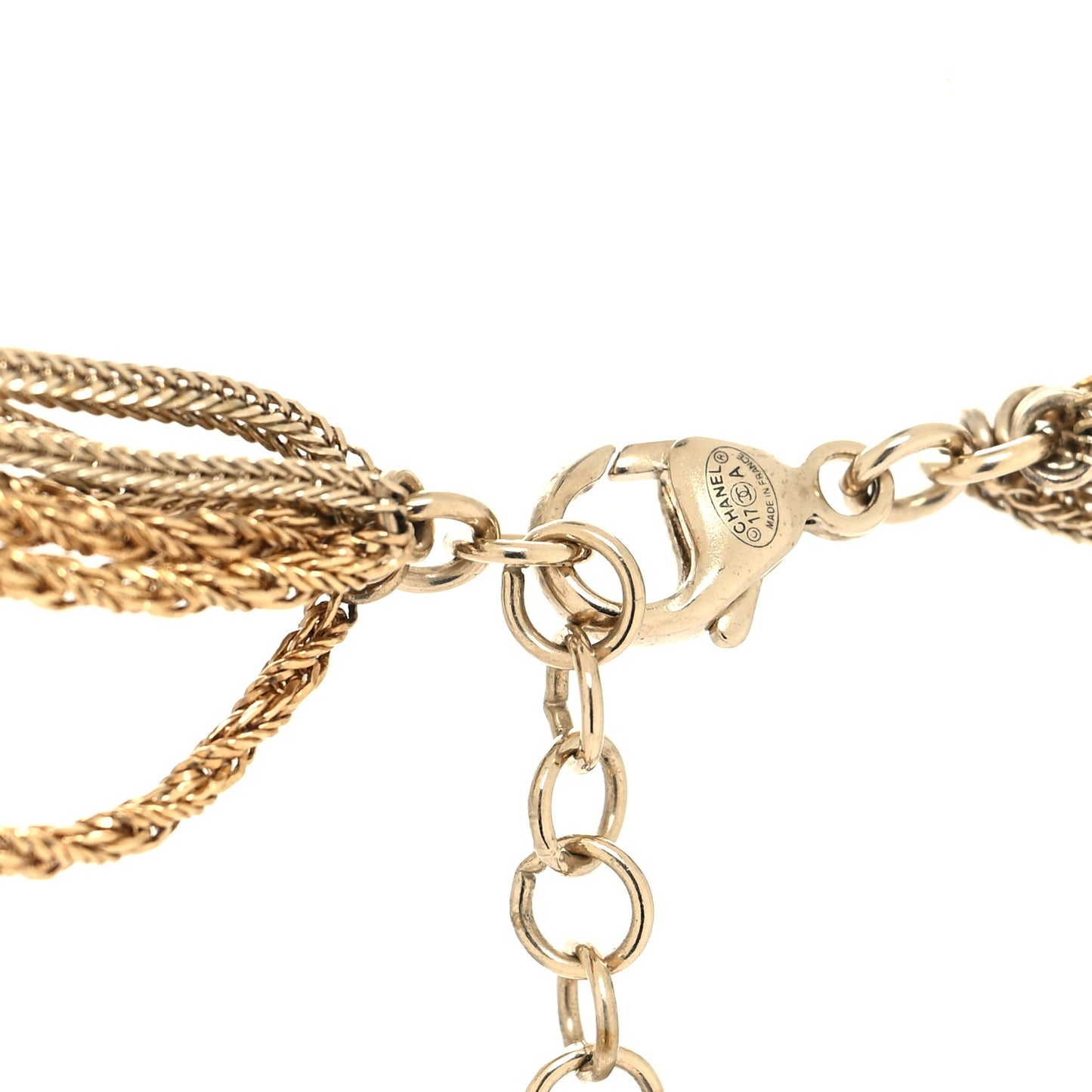 Multi Strand Chain Baguette Crystal CC Necklace Gold