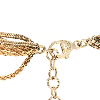 Chanel Multi Strand Chain Baguette Crystal CC Necklace Gold 4 of 5