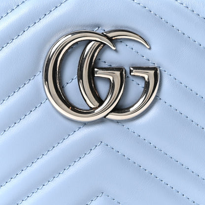 Gucci Calfskin Matelasse Small GG Marmont Chain Shoulder Bag Porcelain Light Blue 7 of 9