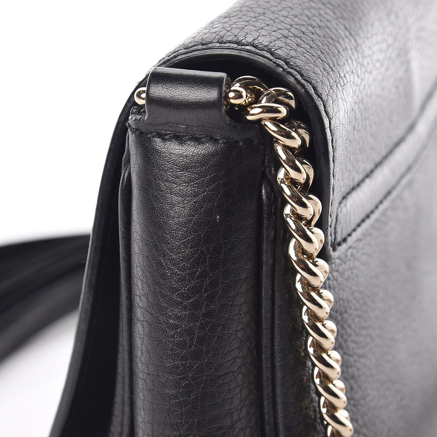 Pebbled Calfskin Small Soho Flap Crossbody Black