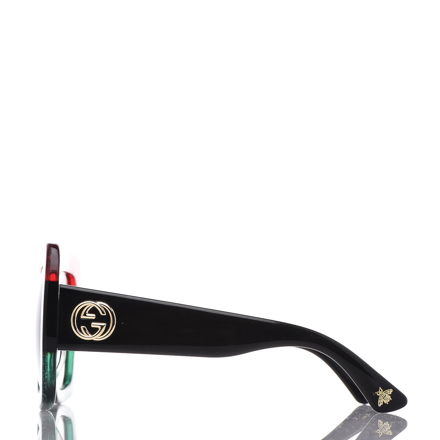 Gucci Square Frame GG0083S Sunglasses Glitter Red Black Green 3 of 7