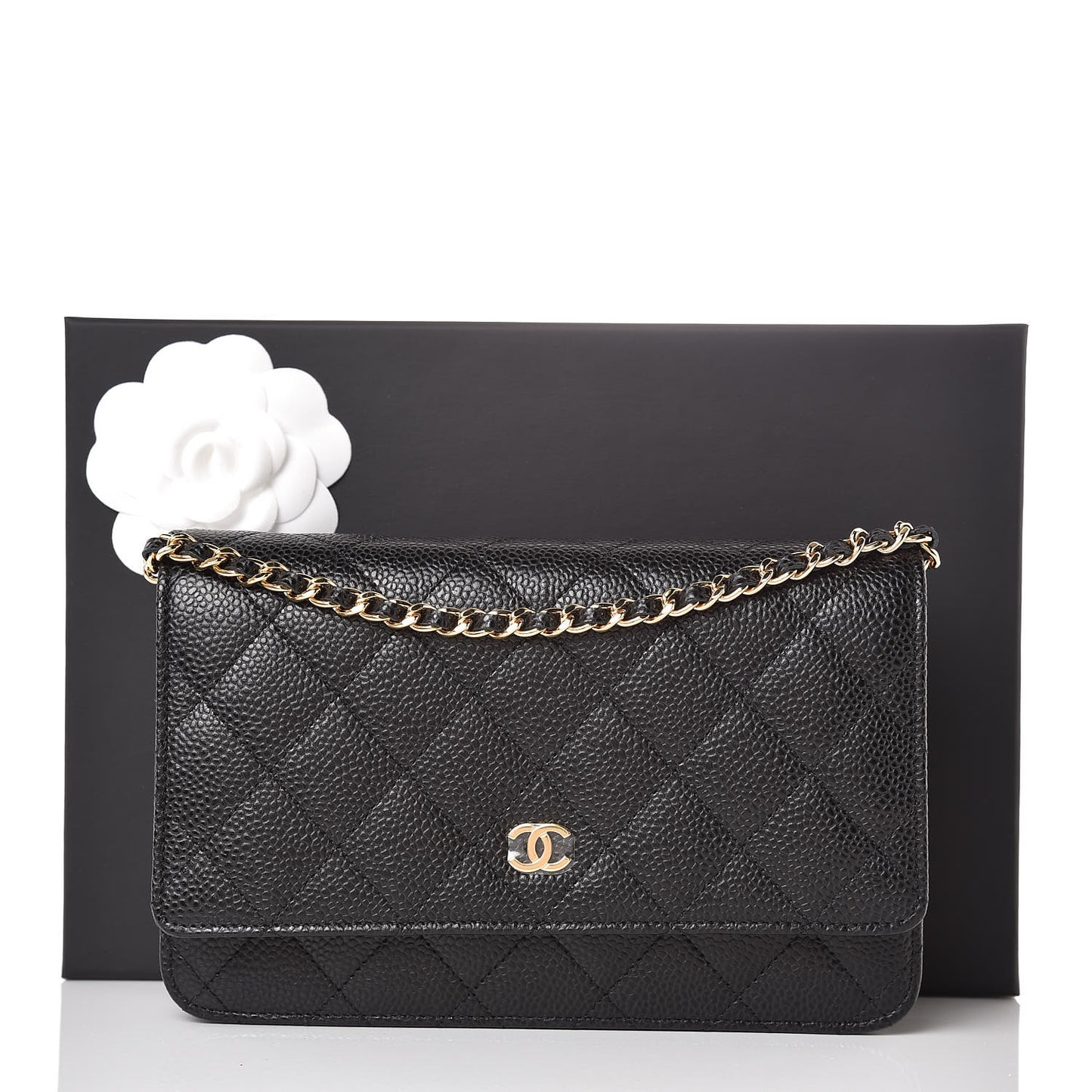 Caviar Quilted Wallet On Chain WOC Black