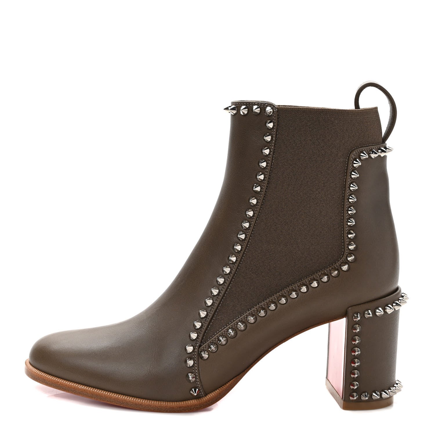 Christian Louboutin Calfskin Spikes Chelsea Outline Boots 37.5 Silex Grey 1 of 7