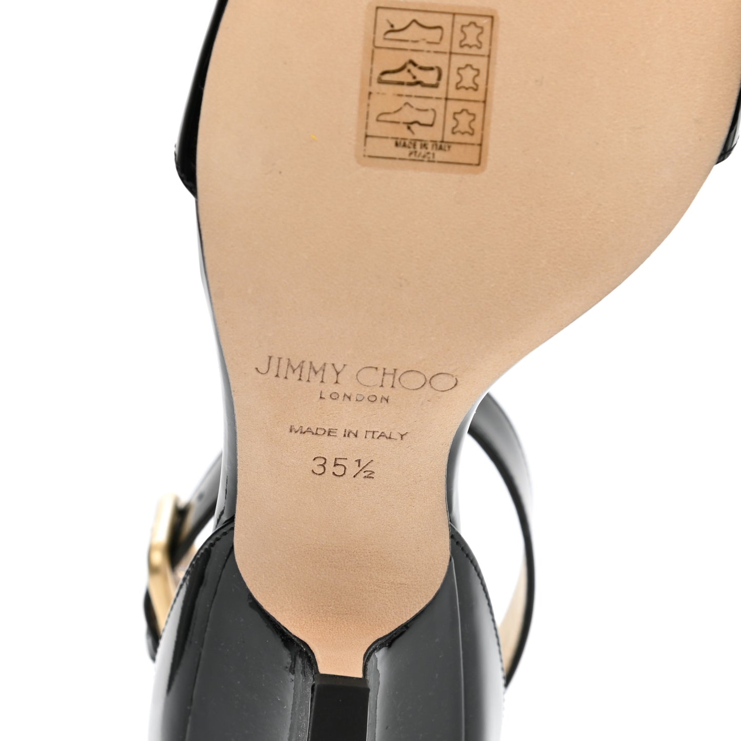 Patent Calfskin Edina Sandals 35.5 Black