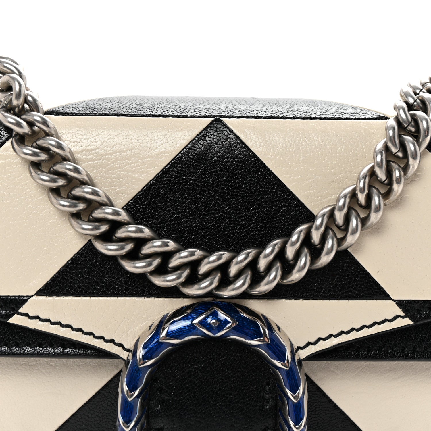 Gucci Calfskin Geometric Print Mini Dionysus Shoulder Bag Black White 8 of 10