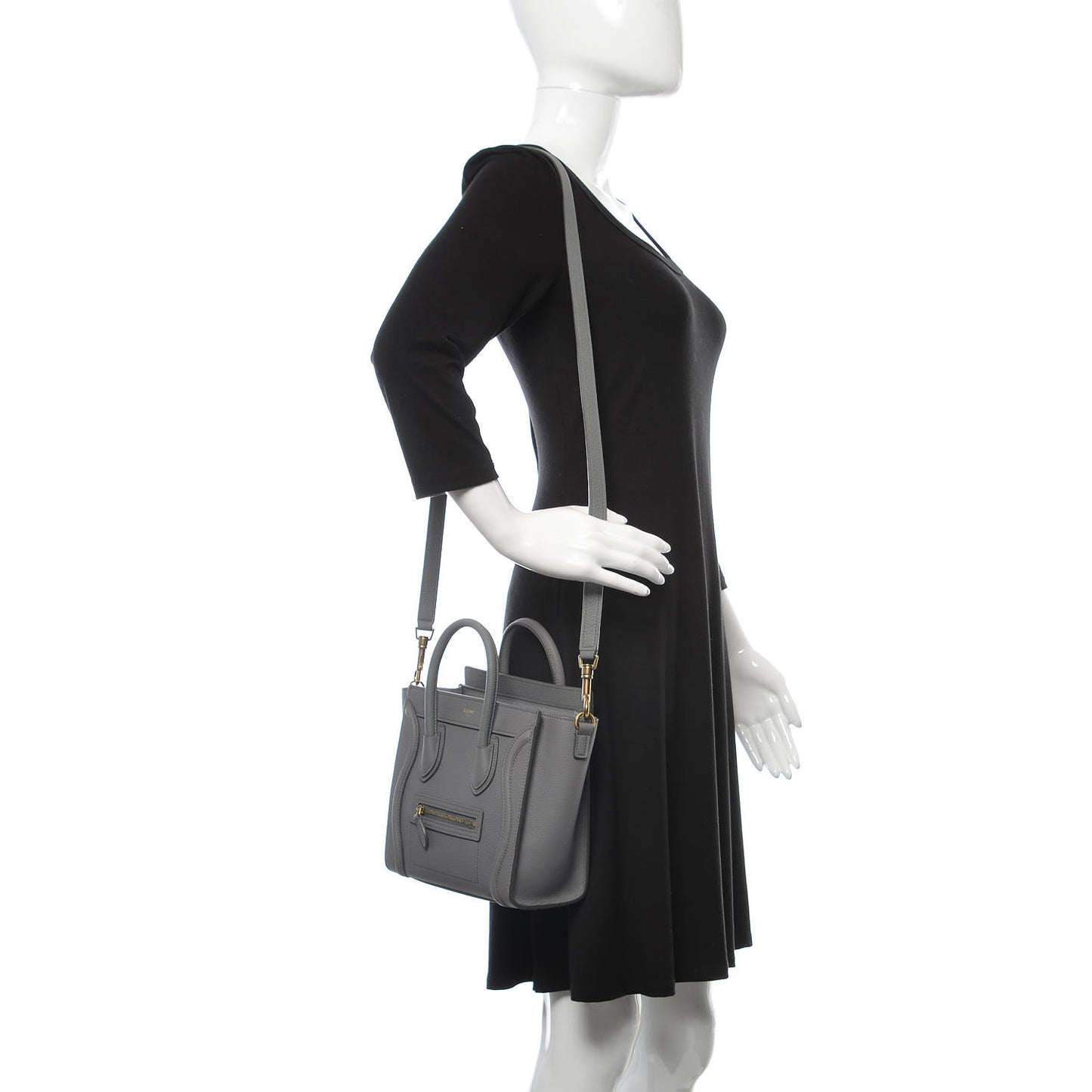 Drummed Calfskin Nano Luggage Kohl