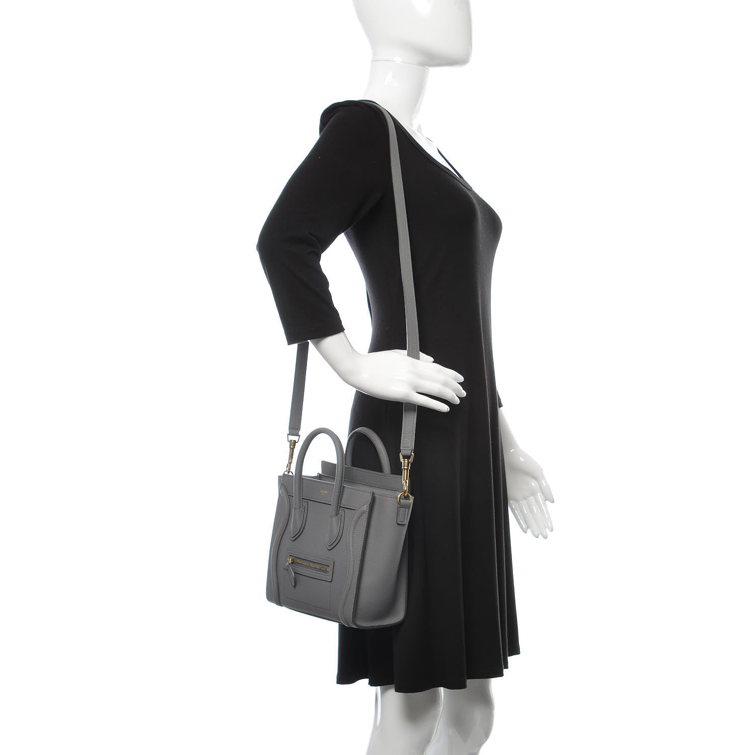 Celine Drummed Calfskin Nano Luggage Kohl 2 of 9