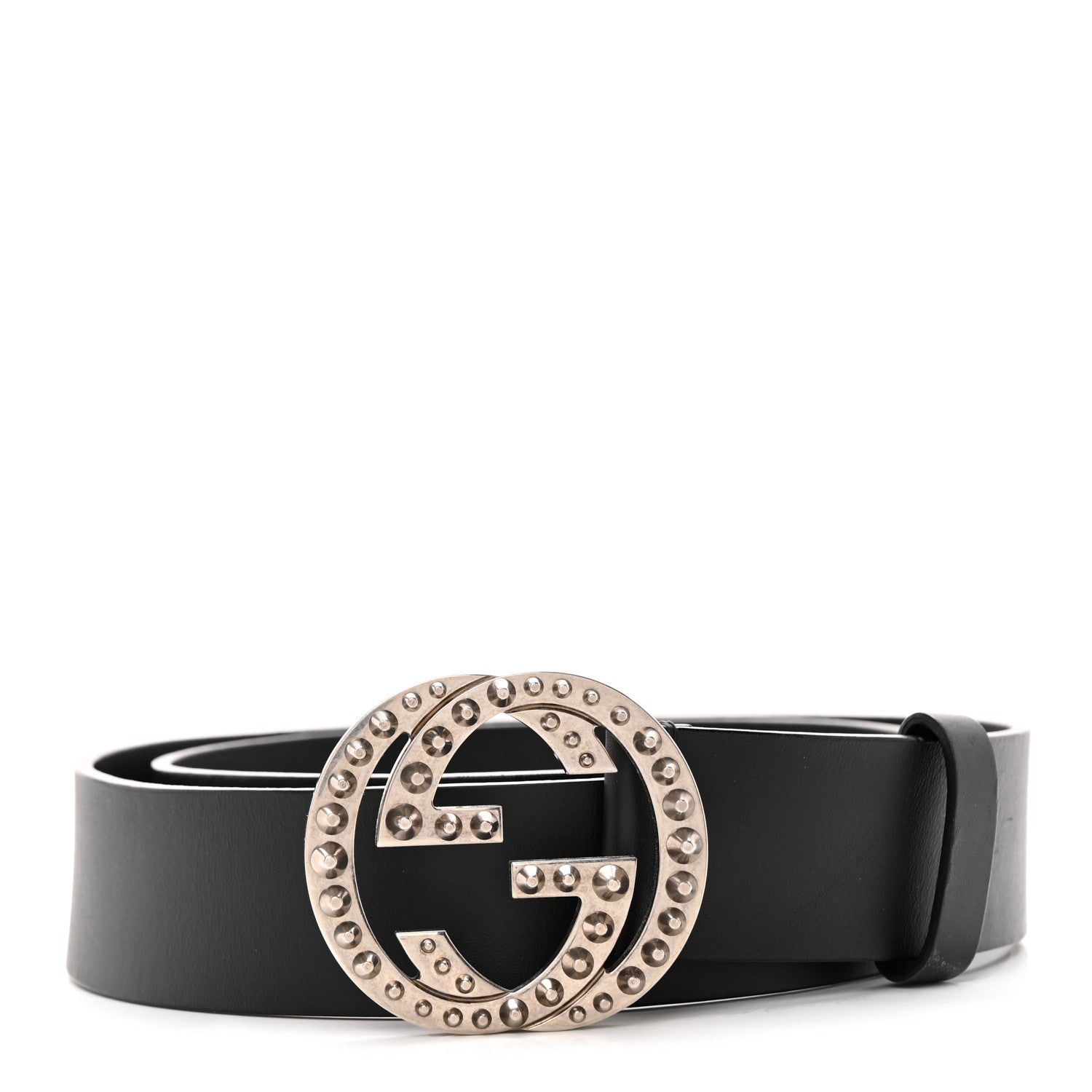 Gucci Calfskin Studded Interlocking G Belt 100/40 Black 1 of 7