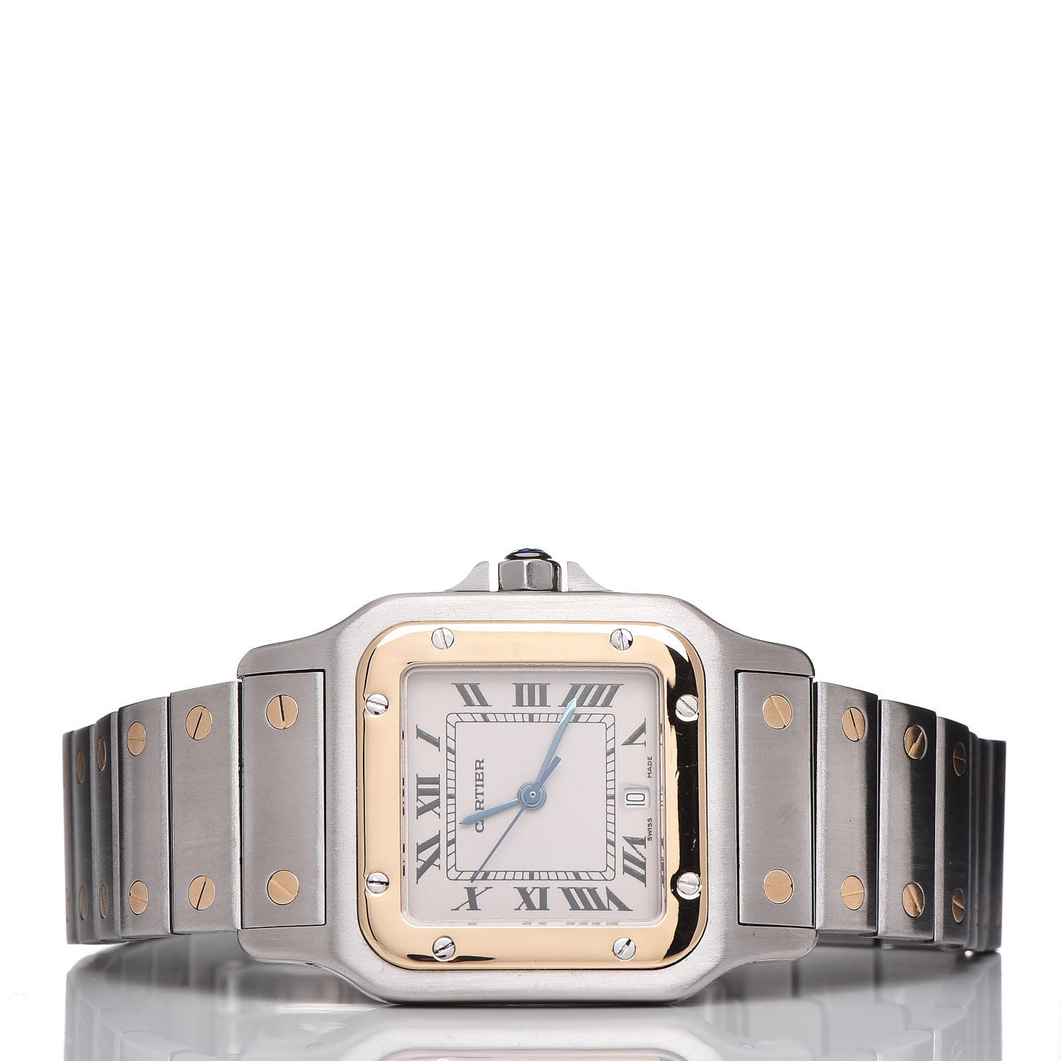 Cartier Stainless Steel 18K Yellow Gold 29mm Santos De Galbee Quartz Watch 3 of 9