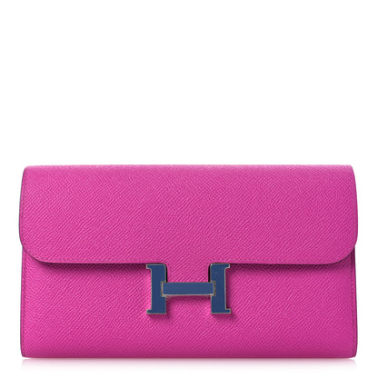 Hermes Epsom Enamel Constance Long Wallet Magnolia Brighton Bleu 1 of 9