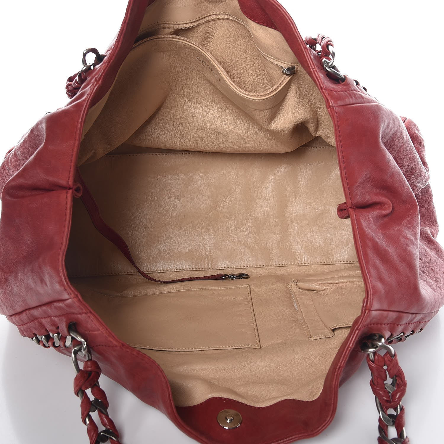 Chanel Calfskin Large East West Modern Chain Tote Red 5 of 15