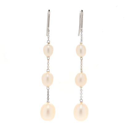 Tiffany Sterling Silver Freshwater Cultured Pearl Elsa Peretti Pearls By The Yard Chain Earrings 1 of 3