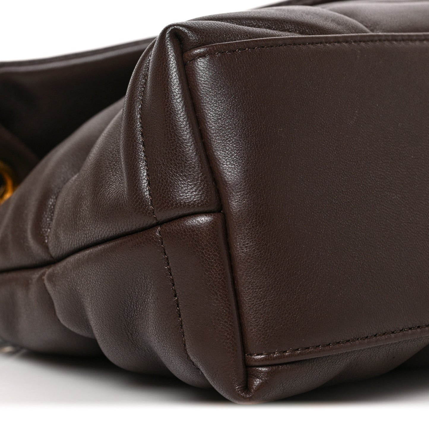 Lambskin Quilted Small Loulou Puffer Monogram Chain Satchel Dark Ganache