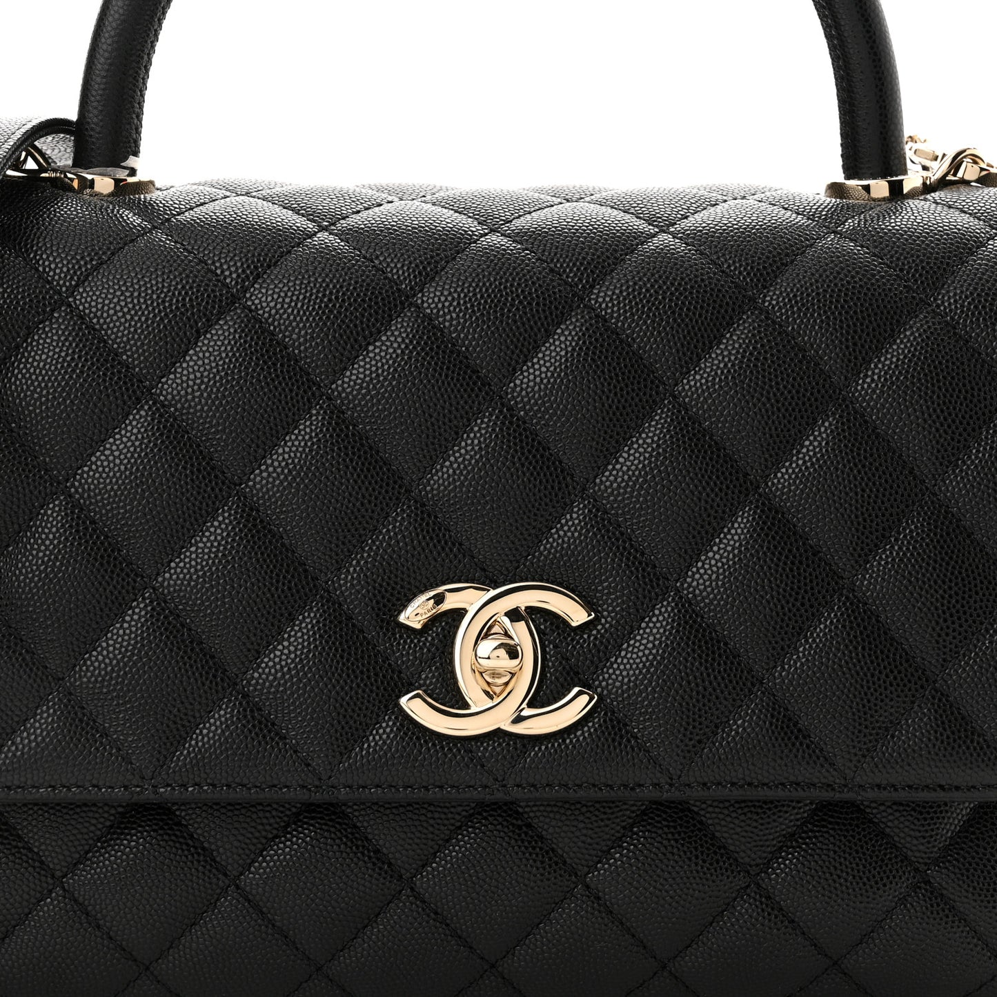 Caviar Quilted Small Coco Handle Flap Black