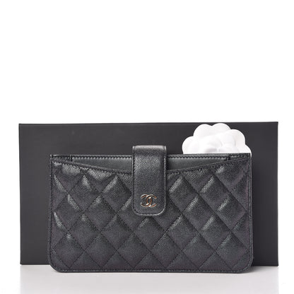 Chanel Iridescent Caviar Quilted Classic Strap Pouch Black 10 of 10