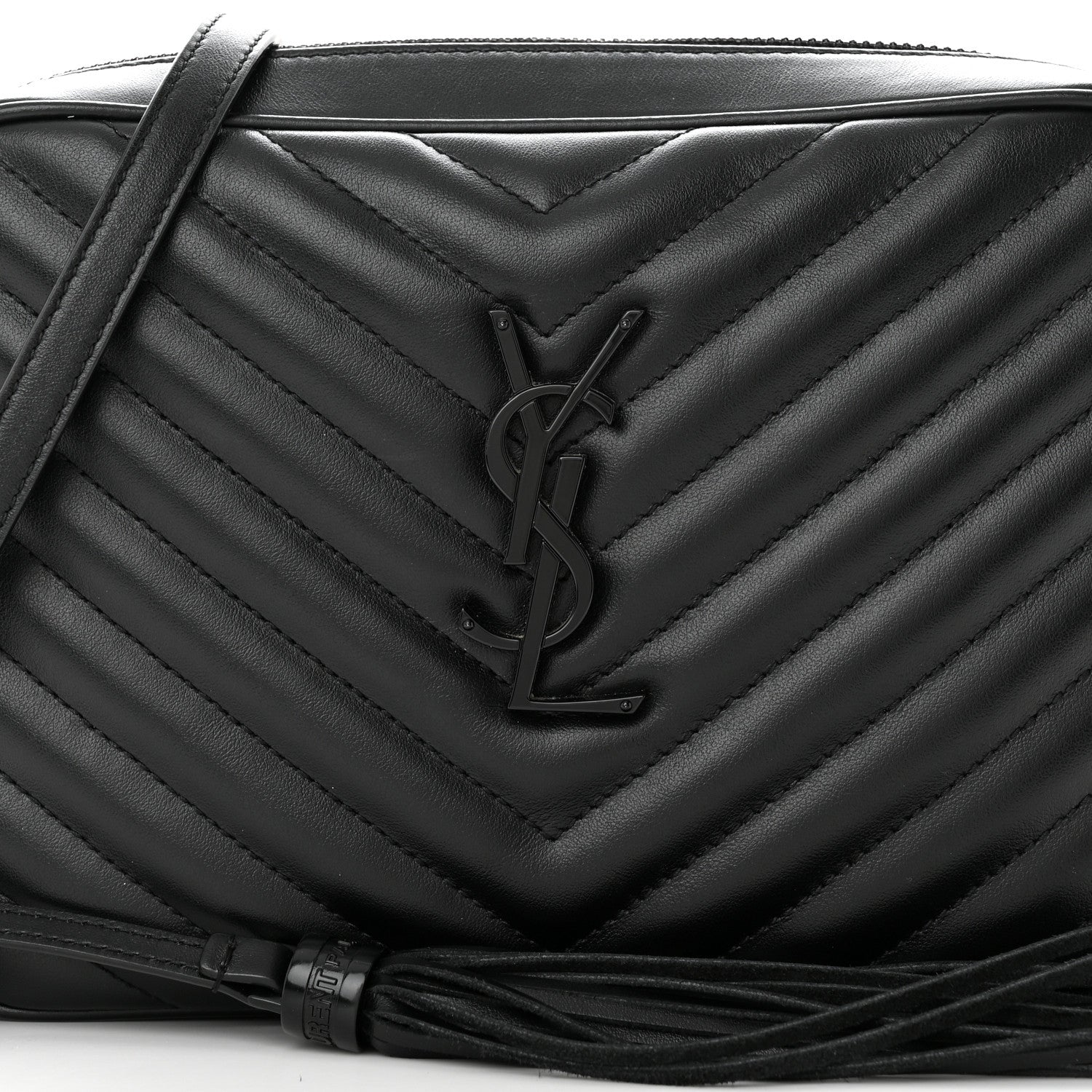 Saint Laurent Calfskin Matelasse Monogram Monochrome Lou Camera Bag Black 8 of 11