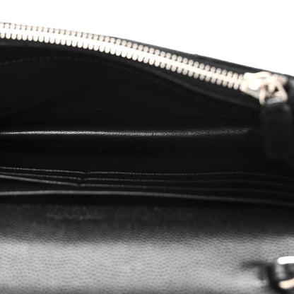 Saint Laurent Grain De Poudre Matelasse Chevron Monogram Envelope Chain Wallet Black 5 of 10