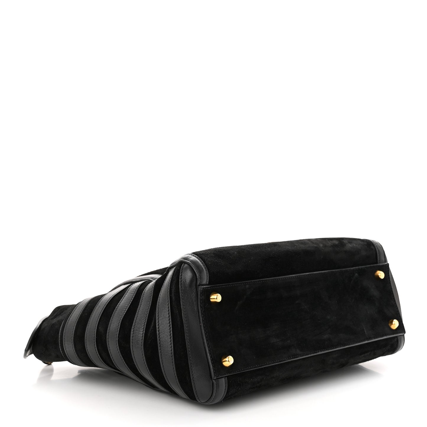 Suede Calfskin Farida Bowler Bag Black