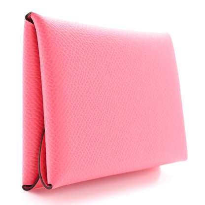 Hermes Epsom Calvi Duo Card Case Rose Azalee 3 of 8