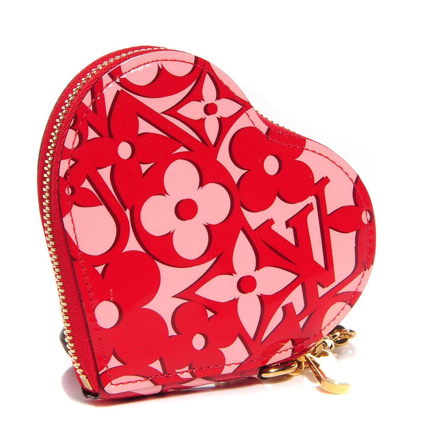 Patent Sweet Monogram Coeur Heart Coin Purse Pomme D'Amour
