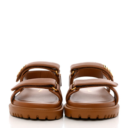 Christian Dior Lambskin Dioract 10mm Sandals 37.5 Golden Saddle 2 of 8