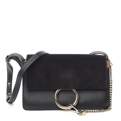 Chloe Suede Calfskin Small Faye Shoulder Bag Black 1 of 9