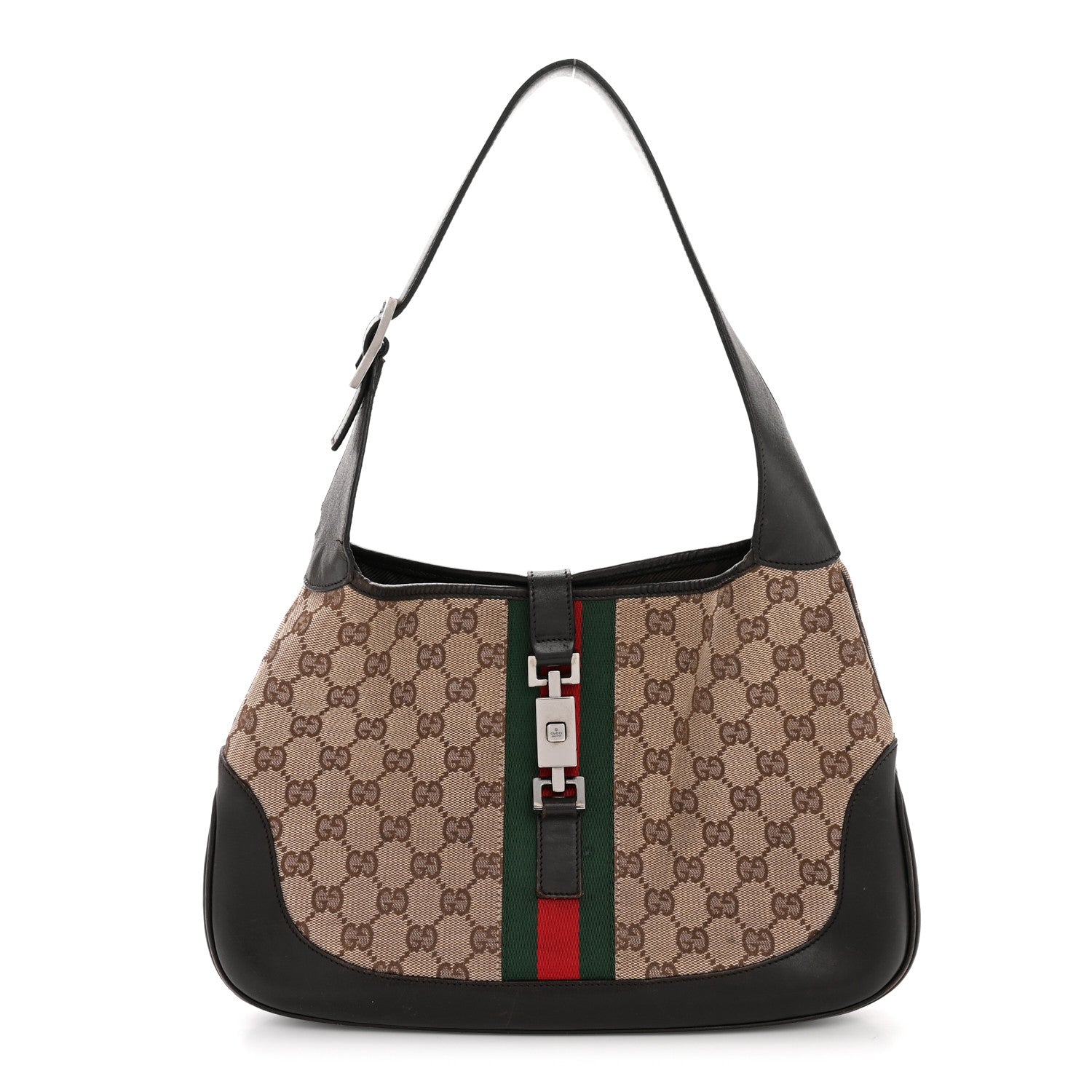 Gucci Monogram Web Jackie O Hobo Dark Brown 1 of 16
