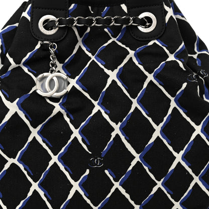 Chanel Canvas Printed Airline Drawstring Bag Black Blue 8 of 12