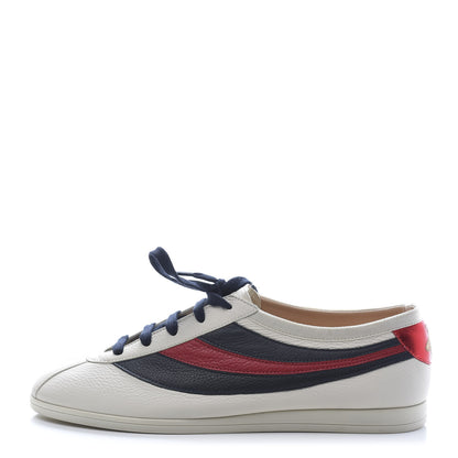 Gucci Calfskin Mens Web Falacer Sneakers 6.5 White Blue 1 of 9