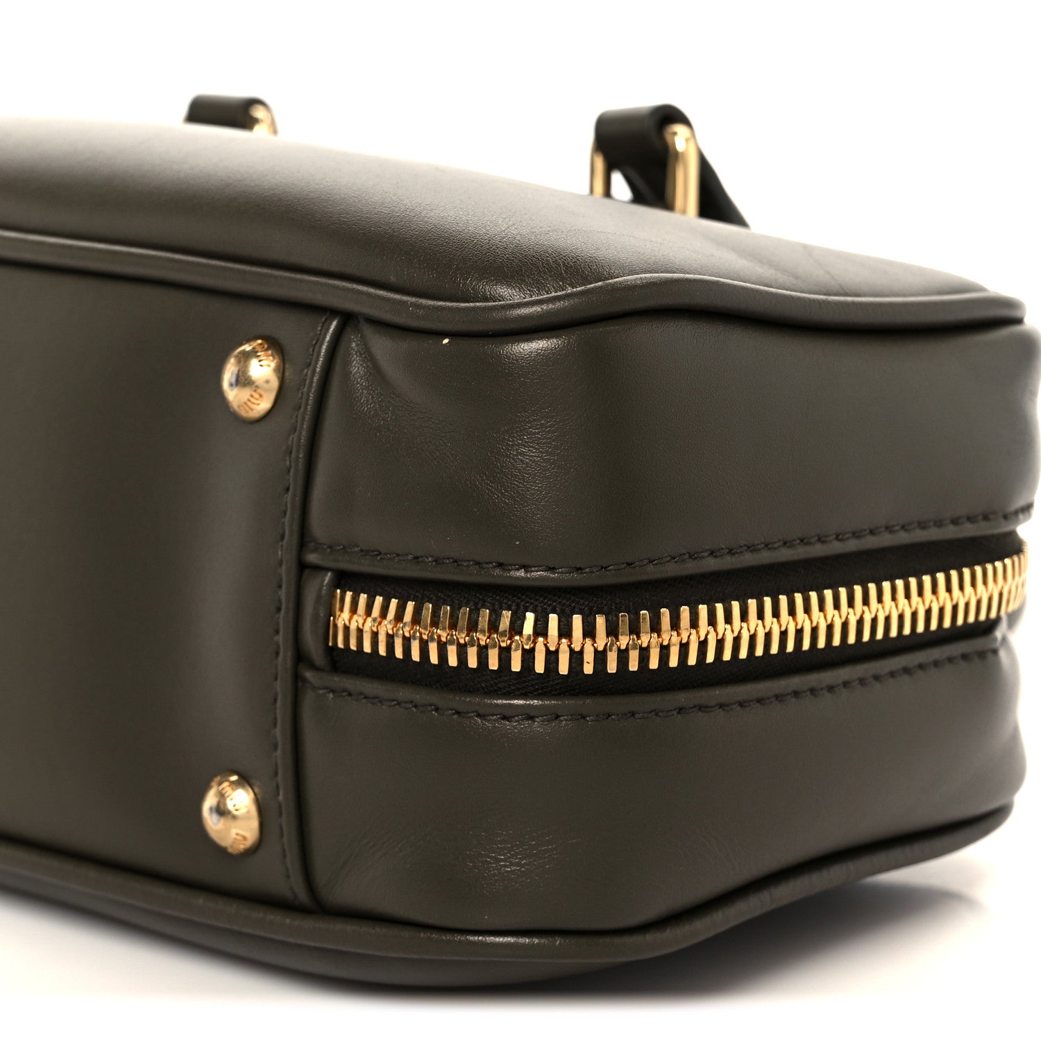 Miu Miu Calfskin Arcadie Top Handle Bag Military Green 1788479