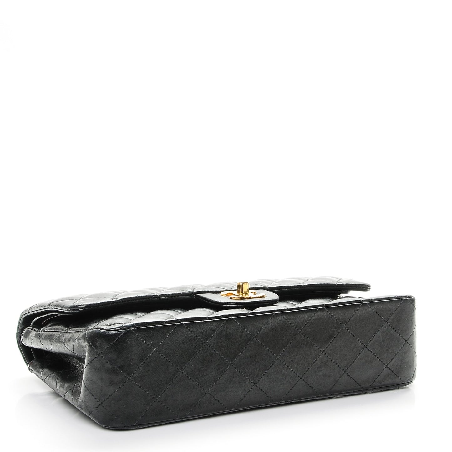 Lambskin Quilted Medium Double Flap Black