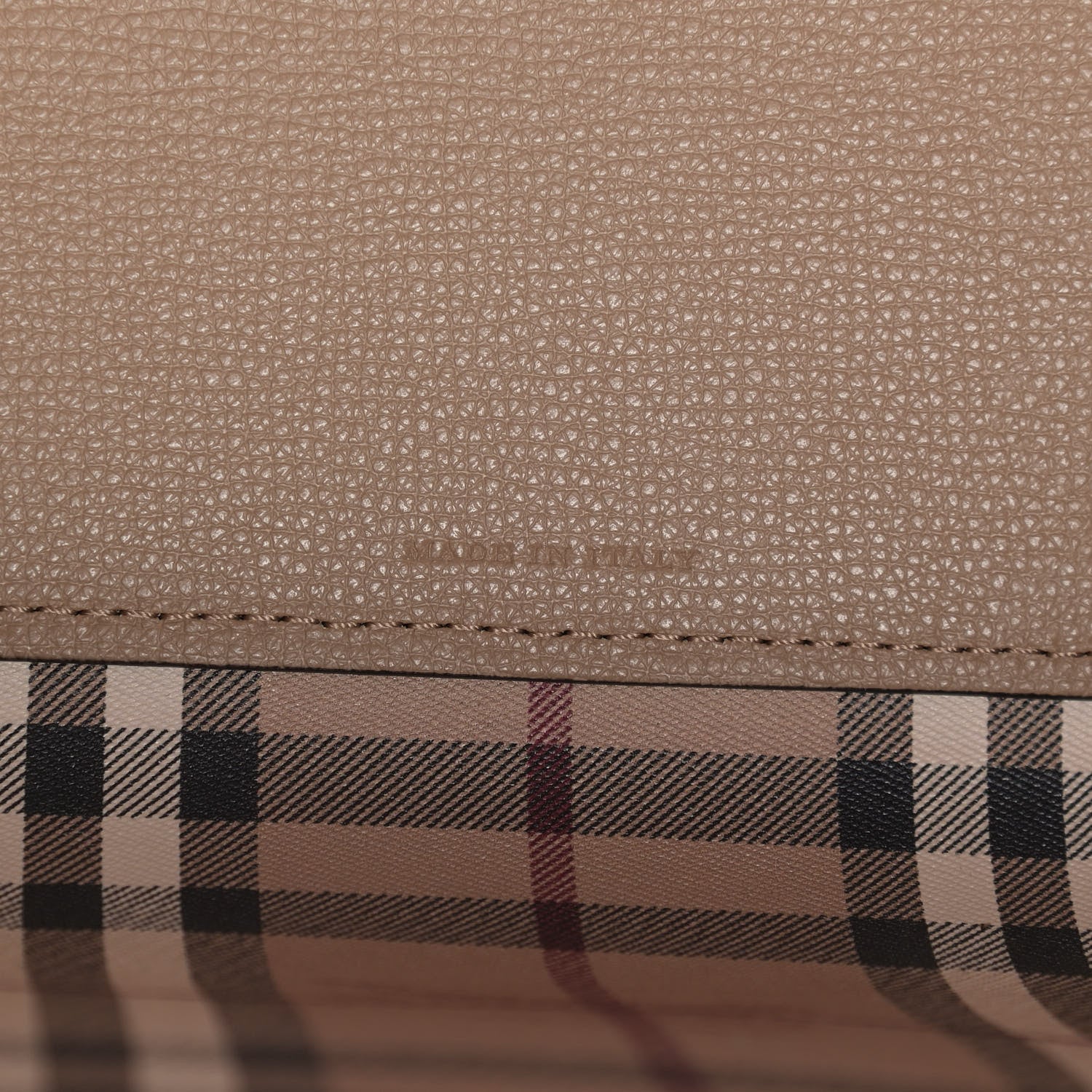 Burberry Grainy Calfskin Haymarket Check Small Reversible Tote Mid Camel 11 of 16