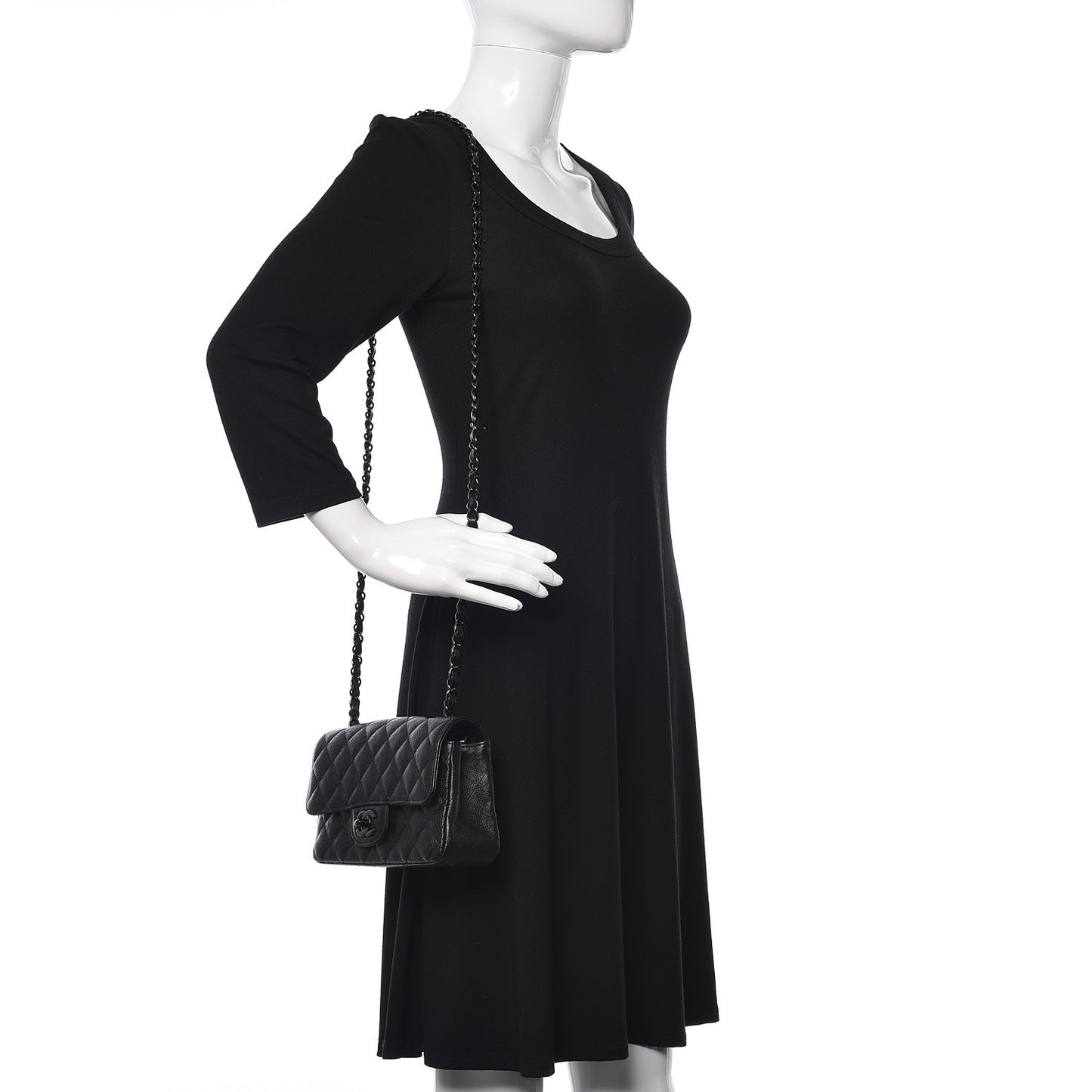 Crumpled Calfskin Quilted Mini Rectangular Flap So Black