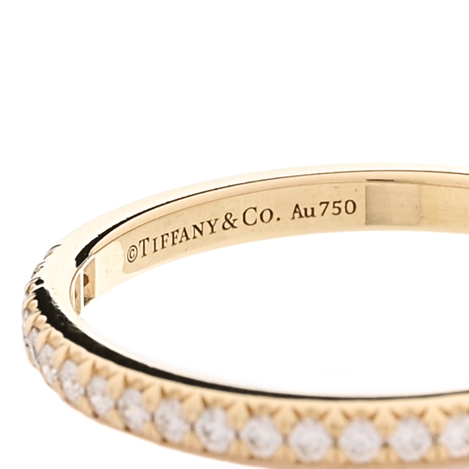 Tiffany 18K Yellow Gold Diamond Soleste Half Eternity Band Ring 57 8 4 of 4