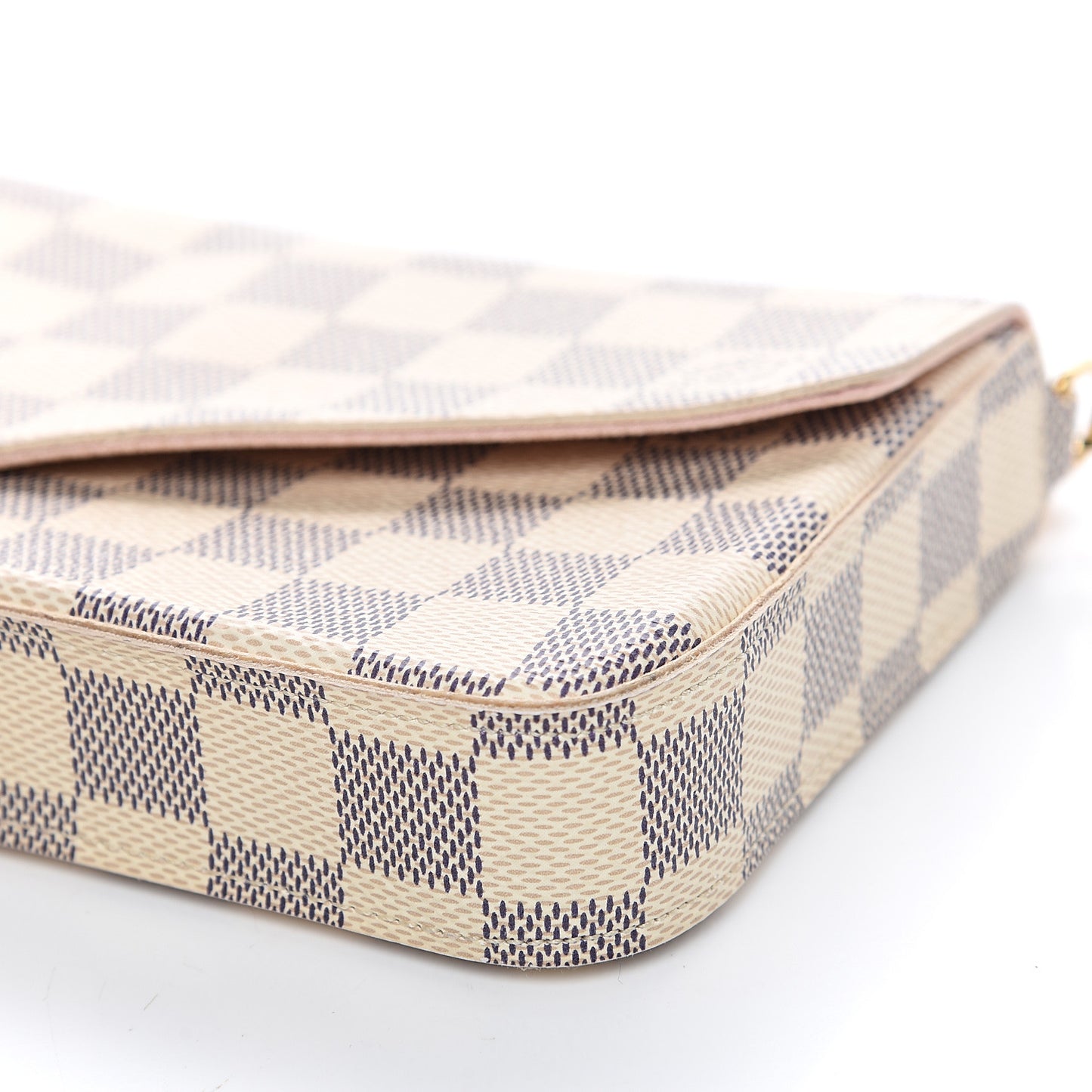 Damier Azur Pochette Felicie Chain Wallet Rose Ballerine