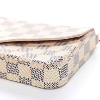 Louis Vuitton Damier Azur Pochette Felicie Chain Wallet Rose Ballerine 7 of 11
