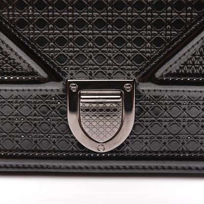 Christian Dior Metallic Patent Micro-Cannage Diorama Wallet on Chain Pouch Onyx Black 16 of 17